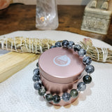 Pulsera de Larvikita en Plata: Registros Akáshicos